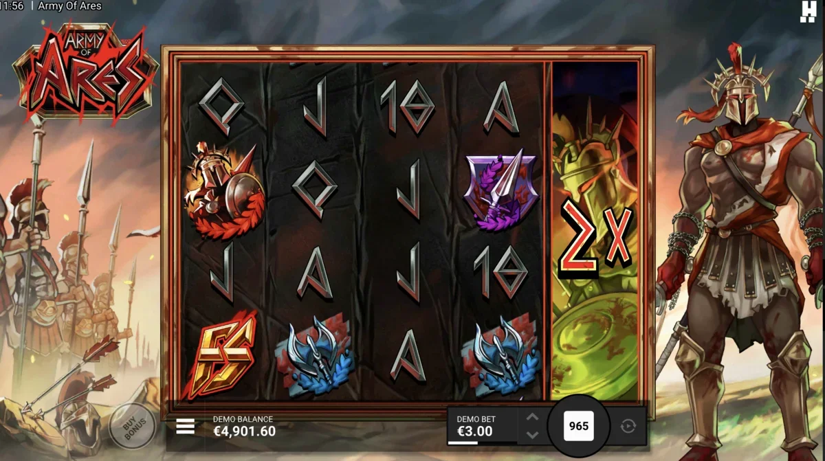 Army of Ares game interface showing Wrath Reels and Disc Multipliers